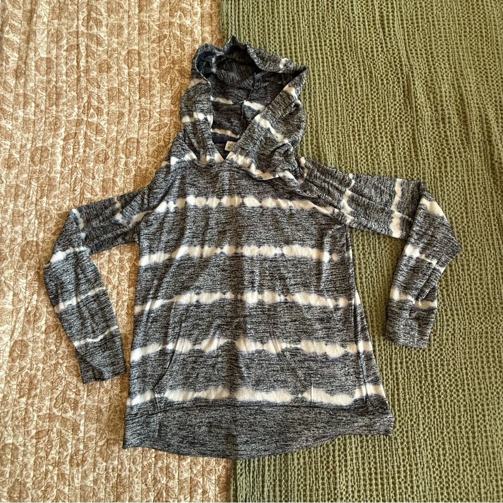 Market & Spruce Gray-Blue White Striped Hoodie Size S